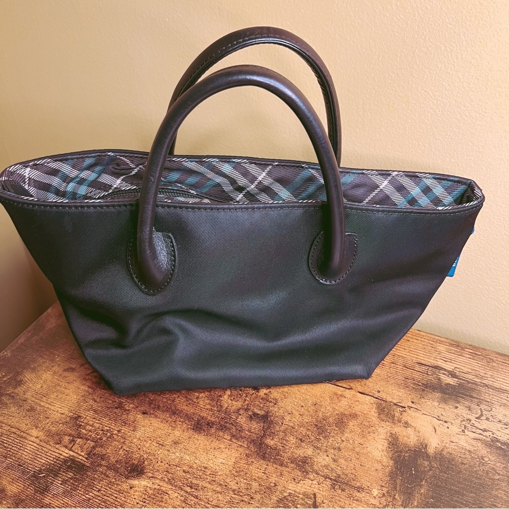 EUC Burberry Blue Label tote. Black w blue Nova Check.